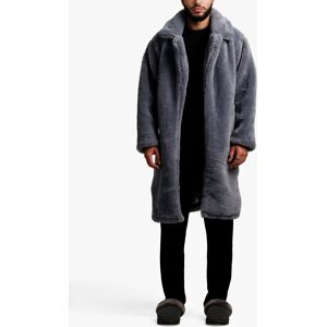 Ony Unisex Oversized Sherpa Trench Coat - Smoke - Male - Size: S