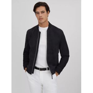 Reiss Dilan Long Sleeve Suede Zip Through Jacket - Navy - Male - Size: S