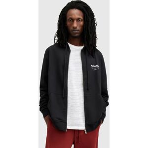 AllSaints Underground Organic Cotton Zip Through Hoodie, Jet Black - Jet Black - Male - Size: XXL