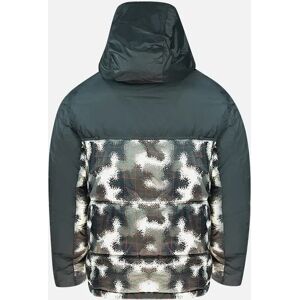 Men's Champion Half Zip Black Camo Hooded Padded Jacket - Size: 38/Regular