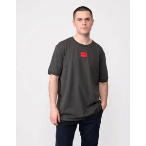 Men's HUGO Diragolino212 Label Logo Mens T-Shirt - Dark Grey - Size: 42/Regular