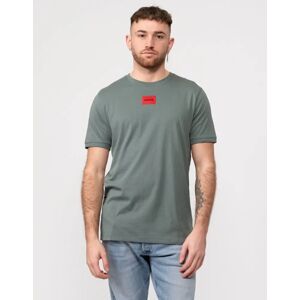 Men's HUGO Diragolino212 Label Logo Mens T-Shirt - Dark Green - Size: 42/Regular