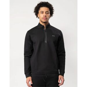 Hugo Boss Men's BOSS Green Sweat 1 Mens Quarter Zip Funnel Neck Sweatshirt - Black - Size: 38/Regular