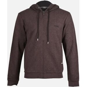 BOSS Men's Cashmere Zip-Thru Hooded Jacket, Dark Brown - Size: MEDIUM