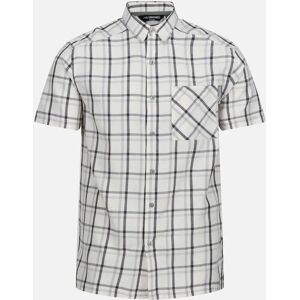 Men's Regatta Mens Mindano VIII Checked Short-Sleeved Shirt - Silver Grey Ash White Marshmallow - Size: Regular/50