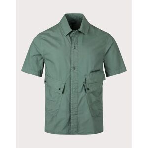 CP Company Men's Short Sleeve Popeline Pocket Shirt - Duck Green - Size: 40/Regular