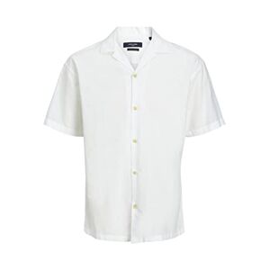 Bestseller A/s JACK & JONES Men's Jprblusummer Linen Resort Shirt S/S Sn, White (White/Relax Fit), L