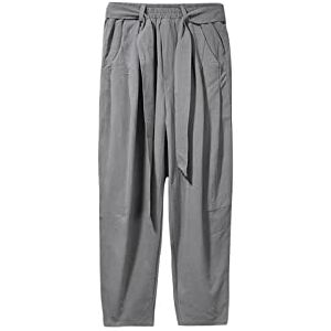 ABNMJKI Casual Pants Spring Cotton Linen Pants Men Stretch Waist Casual Pants Loose Sweatpants Breeches Men (Color : Grau, Size : (Size) M)