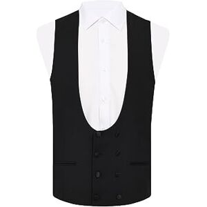 Dobell Mens Black Tuxedo Waistcoat 100% Wool Regular Fit Double Breasted-L (42-44in)