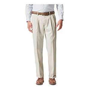 Dockers Men'S Bottoms Dockers Men's Relaxed Fit Comfort Khaki Pants - Pleated, Porcelain Khaki, 38W x 29L