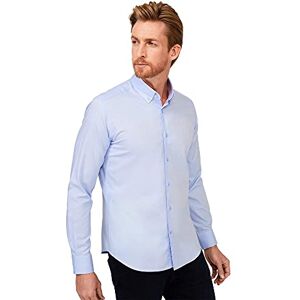 Kigili Menswear kiğili KIGILI Oxford Shirts for Men - Smart Casual Long Sleeve Slim Fit 100% Cotton Blue Button Down Collar Shirts (Size: XS-14.4" Neck)