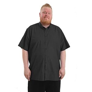 Brooklyn Mens Big Size Oxford Shirts Casual Short Sleeve Button Down Shirt King Size Fit Solid Black