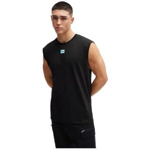 Hugo Boss Mens Dankto241 Sleeveless Cotton-Jersey T-Shirt with Logo Label Black