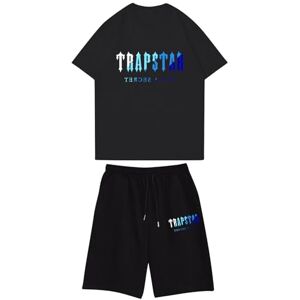 XYYYHTL Trap Star Men's Tracksuits Mens Tracksuit Set Men's Tracksuit Summer T-Shirt with Shorts Trapstar Logo Letter 2-Piece Short Unisex Slim Fit Mens Activewear Running Tracksuit MenE1021