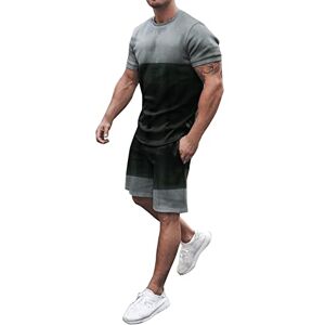 Comfy Sets For Men Men's Casual Tracksuits Modern Fit Printing Summer sets v neck Henley Short Sleeve Shirts For Men Shrink-Less Raves Fashionable Outfits Easter T shirt Outfits For Men 2 Piece Sets