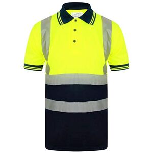 EHD Hi Visibility Polo Two Tone Colour T Shirts Safety Security Hi Viz Breathable Lightweight Short Sleeves Work Polo Tops (5X-Large, Yellow/Navy)