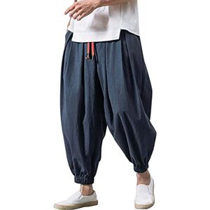 Snakell Men's Harem Pants Comfortable Elastic Waist Pants Solid Color Casual Yoga Hippies Pants Loose Fit Tracksuit Bottoms Running Trousers Navy