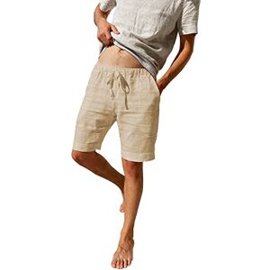 LVCBL Summer Men's Casual Shorts with Pockets Elasticated Waist Khaki L