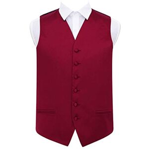 DQT Plain Satin Classic Glossy Wedding Waistcoat Vest Suit for Men - Burgundy 46