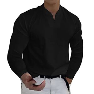 Work Polo Shirts For Men Motorcycle Shirt Mens Polo Shirt Pique T Shirts Tee New Golf Work Casual Plain Long Sleeve Top Black