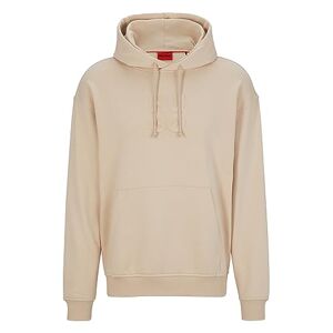 Hugo Boss Mens Dokras Stacked-logo-embossed hoodie in French terry cotton Beige
