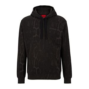 Hugo Boss Mens Daglion Jaglion-pattern hoodie in French-terry cotton Black
