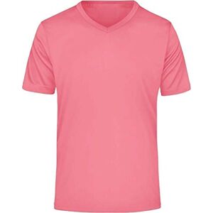 XXR Men's Plain Regular Basic Fit V-Neck Tops Short Sleeve T-Shirt (Pink, Small)
