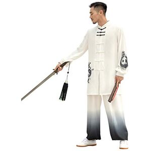 KSUA Unisex Kung Fu Martial Arts Uniform Silk Linen Long Sleeves Tai Chi Clothing for Excerises Qi Gong Kung Fu Wung Chun (XXL, MEN)