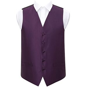 DQT Premium Woven Microfibre Plain Cadbury Purple Solid Check Men's Wedding Waistcoat Vest - 50