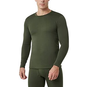 LAPASA Men's Thermal Underwear Top Heavyweight Long Sleeve Shirt Crew Neck Base Layer for Running Cycling Outdoors Activity M24 Green (1 Top) L