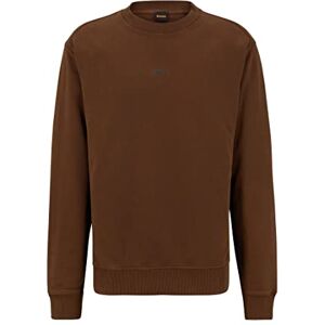 Hugo Boss BOSS Mens Wefade Layered-Logo Sweatshirt in Cotton Terry Brown