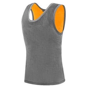 PW TOOLS Warm Tank Tops for Men, Double-Sided Velvet Vest for Winter, Moisture-Wicking Winter Fleece Thermal Underwear Sleeveless Tank Base Layer Vest for Warming Dark Gray