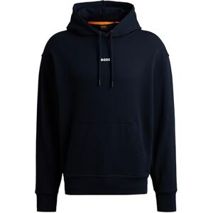 Hugo Boss BOSS Mens WeSmallhood Cotton-terry hoodie with contrast logo Blue