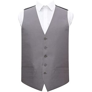 DQT Plain Shantung Wedding Waistcoat Vest for Men - 42" X-Large, Steel Grey