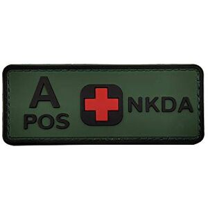 Ohrong PVC Rubber Type A Positive Blood Group Patch Tactical Military Combat Armband APOS A+ NKDA Morale Applique Fastener Badges for Jackets Jeans Hat (Green)