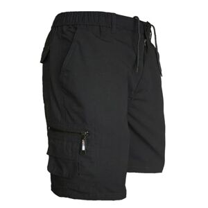 JUST LOOK Mens Cargo Shorts Combat Multi Pocket Elasticated Waist Plain Lightweight Shorts (as8, Alpha, l, Regular, Short, Black)