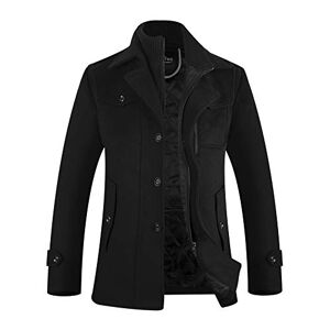 APTRO Mens Jacket Winter Thick Wool Coats Warm Overcoat Outwear Business Single Breasted Trench Jacket 1108 Black M