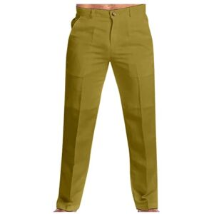 Gefomuofe Men's Cotton Linen Trousers Summer Casual Trousers Long Harem Trousers Yoga Trousers Casual Holiday Trousers Men's Stretch Comfortable Practical Men's Trousers for Business Leisure, yellow, XXL