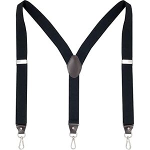 Shanghai Shinuo Industrial Co., Ltd. Ausukler Braces for Men Trousers with 3 Swivel Hooks Heavy Duty Adjustable Suspenders One Size for Jeans (Black)