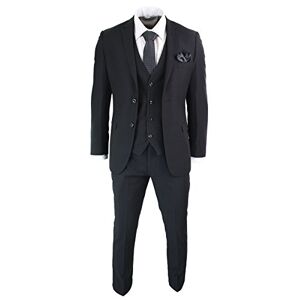 Paul Andrew Mens 3 Piece Black Tailored Fit Complete Suit Classic Door Man Mourning Funeral