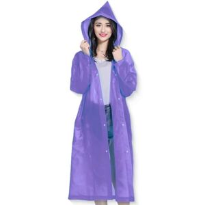 JANYUEPAI Unisex Adult Rain Poncho, Lightweight Transparent Rain Jacket With Hood and Drawstring for Rainy Day Outdoor Activities, Purple