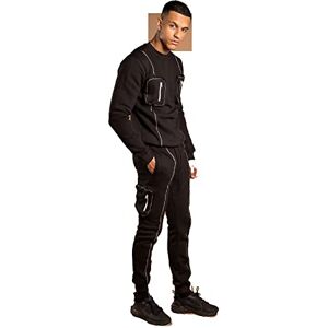 J5fashion Mens Back to Basic Plain Tracksuit Boys Basic Trackuit TS2502 Black L