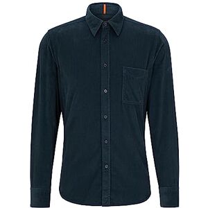 Hugo Boss BOSS Mens Relegant 6 Regular-fit Shirt in Cotton Corduroy Green