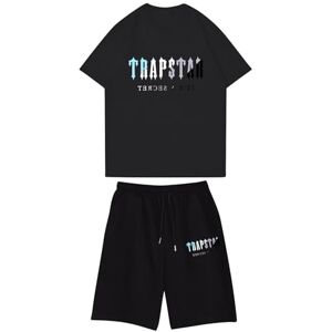 XYYYHTL Trap Star Men's Tracksuits Mens Tracksuit Set Men's Tracksuit Summer T-Shirt with Shorts Trapstar Logo Letter 2-Piece Short Unisex Slim Fit Mens Activewear Running Tracksuit MenE904