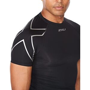 2XU Men's Core Compression Top, Black/Silver, Short Sleeve, L