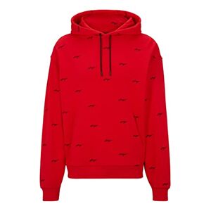 Hugo Boss Mens Dortalezza Relaxed-fit Hoodie in Cotton Terry with Handwritten Logos Pink