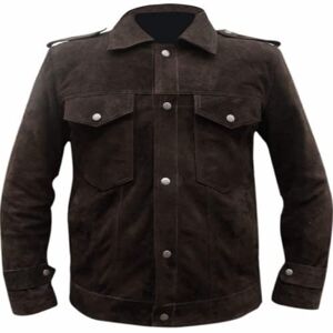e_Genius Dark Brown Suede Jacket Mens Motorcycle Dark Brown Leather Denim Jacket Goatskin Leather Jackets