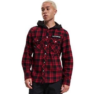 Brandit Men's Iron Maiden Checkshirt Sweathood Eddy Transitional Jacket, Dark Red + Black, XXL