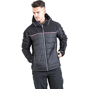 Trespass Drafted, Black, L, Padded Warm Waterproof Stretch Ski Jacket with removable Hood, Snow Catcher & Ski Pass Pocket for Men, Large, Black