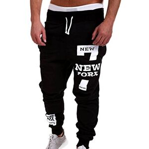 Generic Mens Fashion Casual Sweatpants Solid Color Hip Hop Adjustable Jogging Tracksuit Bottoms Elasticated Waist for Running Workouts Black